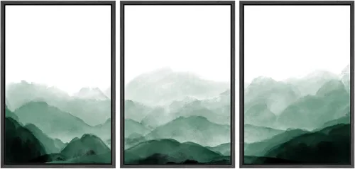 Miniatura 60 de SIGNWIN Lienzo enmarcado para pared, juego de arte tranquilo con reflejo de lago, acuarela, montaña y agua, ilustraciones modernas, arte abstracto
