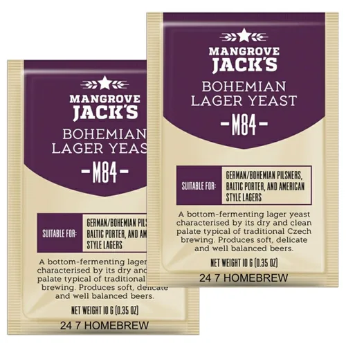 2 levaduras Mangrove Jack's M84 Bohemian Lager Craft Series de levadura de 0.35 onzas (0.35 oz) golosinas 23L