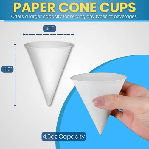 Miniatura 2 de Vasos desechables de papel blanco (paquete de 200-4.5 onzas) ecológicos, a prueba de fugas, ideales para eventos, enfriadores de agua, hidratación