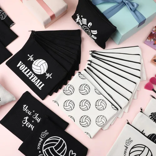 Miniatura 4 de Irenare 30 bolsas de cosméticos de voleibol, regalos para mujeres, jugadores de voleibol, equipos, bolsa de viaje, bolsas de maquillaje de lona