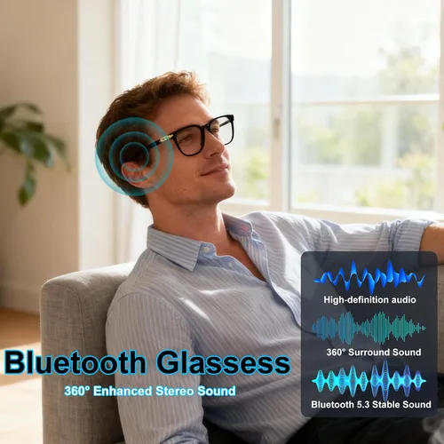 Miniatura 5 de Lentes inteligentes con lentes fotocromáticas para hombres y mujeres, con traducción de inteligencia artificial, con traductor, 164 idiomas, IP67