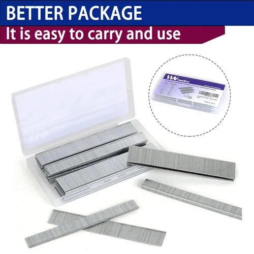 Miniatura 6 de HW HAMWOO 1800 grapas de corona estrecha de calibre 18, grapas de corona estrecha de 1/4 pulgadas (1/2 "- 400; 3/4 - 400; 1 a 400) y clavos Brad