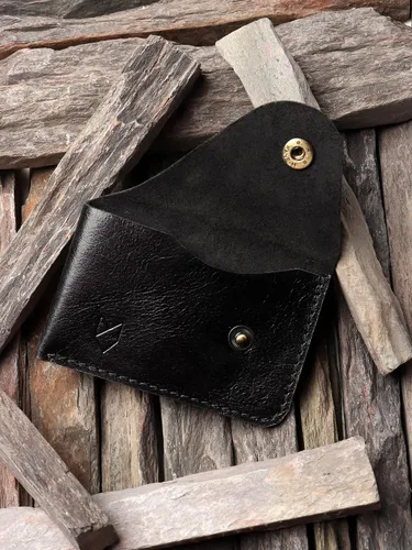 Miniatura 5 de FOXHACKLE Cartera de cuero para hombre, Negro -, Mini