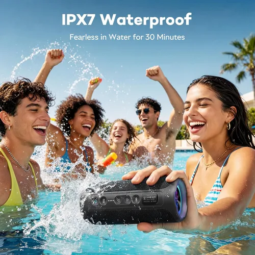 Miniatura 8 de Ortizan Altavoz Bluetooth portátil inalámbrico (2.ª generación), sonido fuerte de 40 W y graves profundos, 30 horas de reproducción, IPX7