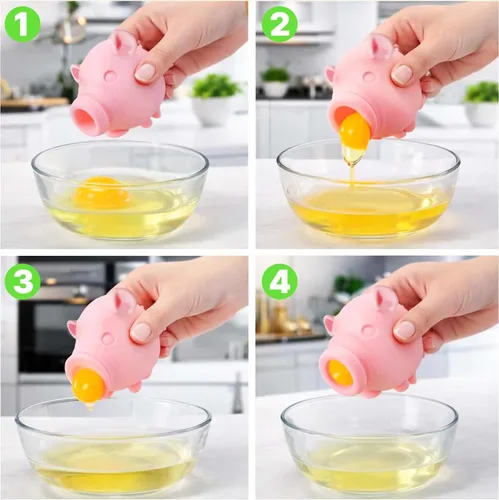 Miniatura 4 de Separador de yema de huevo, silicona de grado alimenticio, apto para lavavajillas para cocinar/hornear. Traga y libera yema de huevo cruda