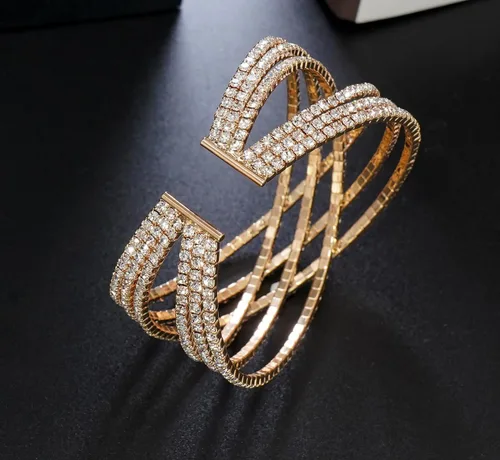 Miniatura 4 de Pulsera de diamantes de imitación para mujer, pulsera multicapa de cristal