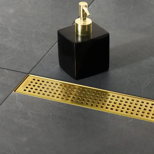 Miniatura 16 de Neodrain Drenaje de ducha lineal negro de 28 pulgadas con rejilla extraíble de patrón Quadrato, fabricante profesional de drenaje de piso de ducha