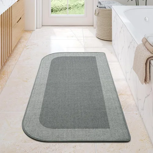 Miniatura 28 de YDKGL Alfombra de baño de medio círculo, alfombras de baño finas para debajo de la puerta, de secado rápido, antideslizante, lavable, con respaldo
