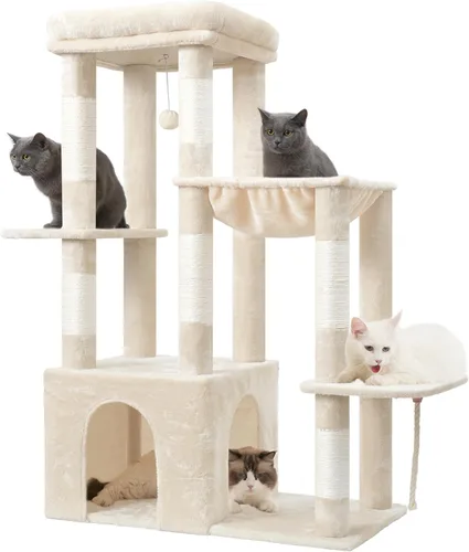 Miniatura 4 de Heybly Árbol para gatos resistente, torre para gatos de interior grande para adultos, casa condominio alta para gatos con zócalo extragrande