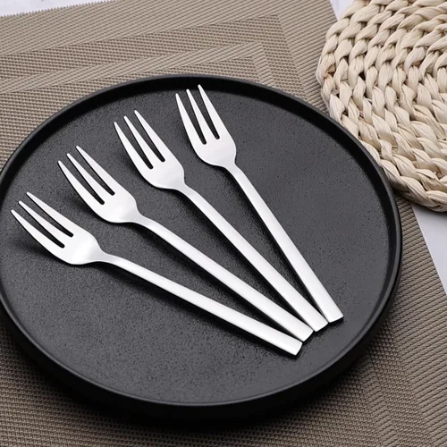 Miniatura 4 de Tenedor de degustación pequeño de acero inoxidable de 12 piezas, tenedor de 3 dientes