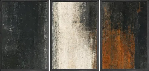 Miniatura 66 de wall26 Lienzo enmarcado para pared, juego de arte con trazos de pintura roja y naranja vibrante, paisaje, formas abstractas, ilustraciones, arte