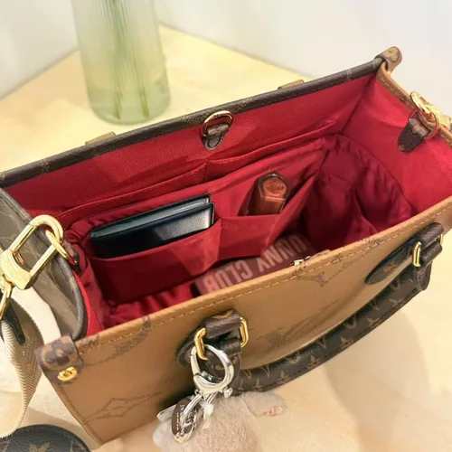 Miniatura 8 de Organizador de bolso para Onthego, inserto de bolsa sedoso, moldeador de bolso ligero para mujer, múltiples bolsillos de material satinado, uso