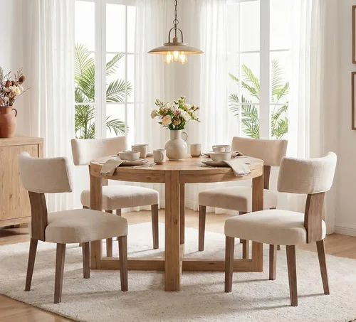 Miniatura 8 de RIVOVA Juego de 4 sillas de comedor modernas de mediados de siglo, tapizadas de piel sintética, sillas Parson modernas sin brazos de cocina, sillas