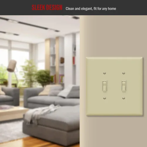Miniatura 7 de ENERLITES Cubierta doble para interruptor de palanca, placa de pared para interruptor de luz de dos bandas, acabado brillante, 2 bandas de 5.5 x 5.5
