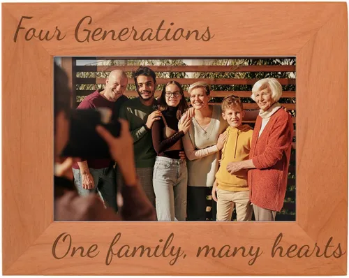 Miniatura 18 de Gifts For All By Rachel Olevia Five Generations One Family Many Hearts - Marco de fotos de madera natural grabado de 4 x 6 pulgadas, diseño