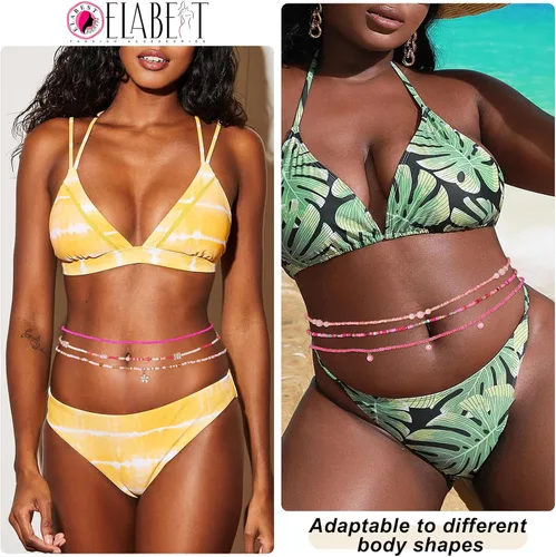 Miniatura 2 de ELABEST Cuentas africanas de cintura para mujer, no elásticas, 8 cuentas para el vientre, tallas grandes, coloridas, hechas a mano, accesorios