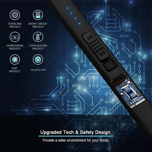 Miniatura 4 de SUPRUS Encendedor eléctrico de arco resistente al viento, sin llama, recargable por USB, con bloqueo de seguridad para velas, barbacoa, camping