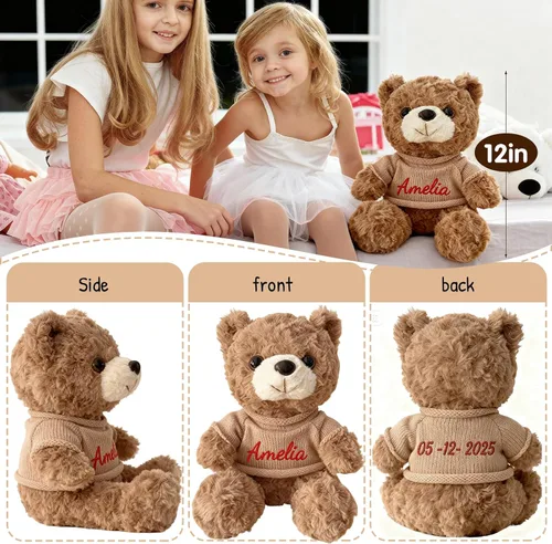 Miniatura 3 de Rryoumisun Oso de peluche personalizado con nombre bordado, animal de peluche suave de 12 pulgadas, regalo único para el día de San Valentín