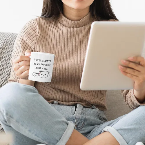 Miniatura 3 de Regalos de Navidad para tía, taza de té de mi tía favorita, taza divertida de la mejor tía de 11oz - Perfecta para cumpleaños, Navidad para tía