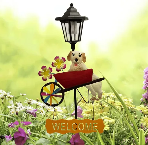 Miniatura 9 de Crosslight Letrero de bienvenida LED solar de Bulldog Francés, luz de estaca de jardín resistente a la intemperie para decoración al aire libre