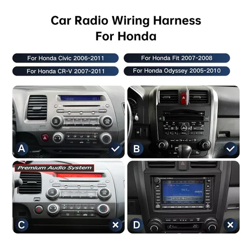 Miniatura 3 de Conector de arnés de cableado de radio de automóvil para Honda Civic 2006-2011, CRV 2007-2011, Pilot 2009-2011 - Cable de alimentación de radio