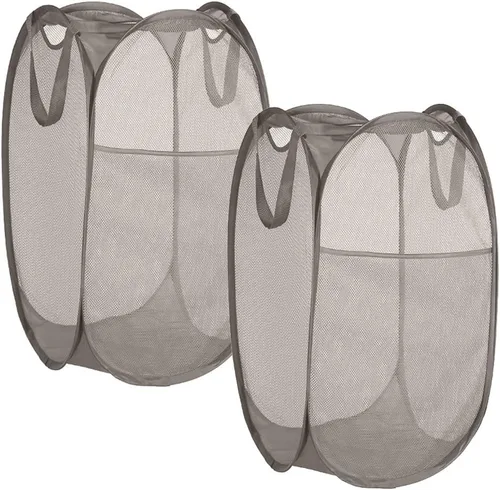 Miniatura 24 de BATTOO Cesta de lavandería emergente de malla fuerte de lujo con bolsillo lateral, plegable para cuarto de lavandería, baño, habitación de niños