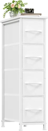 Miniatura 25 de Somdot - Cómoda estrecha con 4 cajones, cómoda delgada con cajones de tela extraíbles para armario, espacios pequeños, baño, dormitorio, lavandería