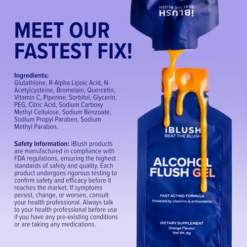 Miniatura 4 de Asian Flush Gel - 12 geles de naranja, impulsado por vitaminas y antioxidantes, rápido, eficaz y respaldado por la ciencia