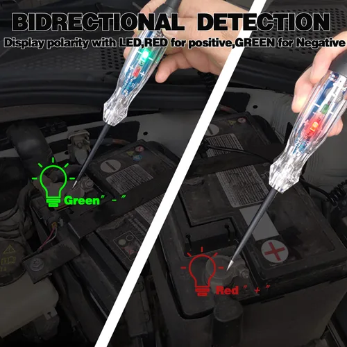 Miniatura 2 de AWBLIN Luz de prueba con zumbador automotriz, foco LED de doble color DC 6-24V, probador de circuito automotriz, herramienta de prueba de luz