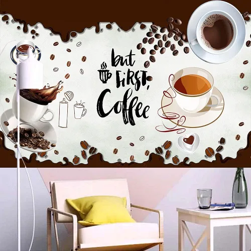 Miniatura 3 de Fondo de fotografía para cafetería, fondo marrón y blanco, decorativo, 7x5 pies, cabina de fotos, accesorios de decoración de sala de fotos