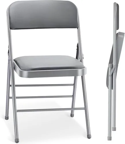 Miniatura 14 de cyclone sound Paquete de 2 sillas plegables con cojín y respaldo acolchados de poliuretano, sillas de metal de grado comercial con cómodo cojín