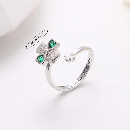 Miniatura 3 de Anillos de ansiedad para mujer, plata de ley S925, ópalo de piedra lunar, turquesa, sol, estrella y luna, anillo giratorio ajustable, abierto