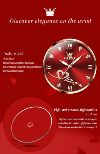 Miniatura 6 de OLEVS Reloj de pulsera de cuarzo analógico con diamantes de oro rosa para mujer, vestido de lujo, acero inoxidable, luminoso, impermeable, fecha