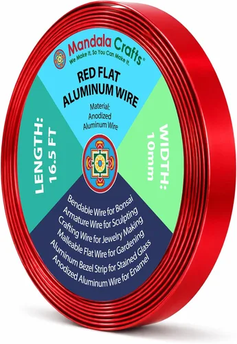 Miniatura 12 de Mandala Crafts Alambre de aluminio anodizado plano de 0.118 in para fabricación de joyas, alambre de bisel negro flexible de color de 33 pies