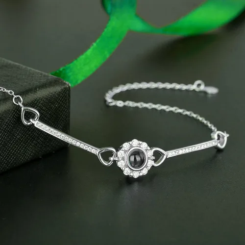 Miniatura 5 de Godchoices Pulsera de fotos personalizada, pulsera de proyección de fotos con imagen en el interior, collar con texto en inglés "I Love You
