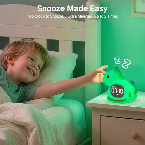 Miniatura 8 de Yiliaw Reloj despertador para niños con luz nocturna, reloj de entrenamiento para dormir, reloj de hora de despertar, luz de silicona recargable