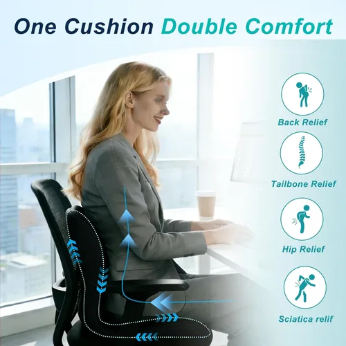 Miniatura 4 de Cojín de asiento para silla de oficina y automóvil, almohada de apoyo lumbar para silla de oficina, cojín de asiento ergonómico de espuma