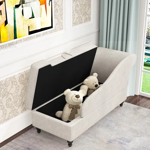 Miniatura 3 de Tongli Tumbona moderna de almacenamiento para interiores, tumbona de tela, sofá reclinable, para dormitorio, oficina, sala de estar y apartamento