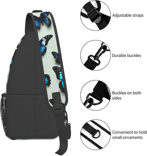 Miniatura 5 de Mariposa y violonchelo bolso bandolera bandolera bolsa de pecho ligero Sling Daypackstravel senderismo ciclismo para hombres mujeres