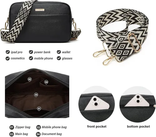 Miniatura 198 de Juego de 4 bolsas modernos para mujer de cuero sintético: bolso tote, bolso de hombro, bolso de mano y cartera.