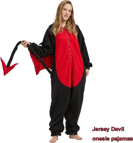 Miniatura 4 de WAWRTOU Jersey Devil Onesie para adultos - Halloween de una sola pieza mítico y cómodo unisex