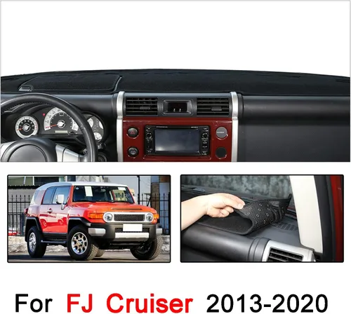 Miniatura 8 de Tapete de poliéster compatible con Toyota FJ Cruiser 2007-2021, cubierta de tablero de automóvil, almohadilla para parasol, accesorios Negro