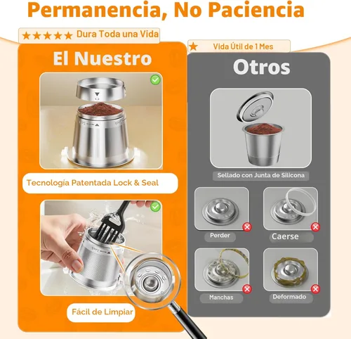 Miniatura 3 de Paquete de 2 tazas K reutilizables para cafetera Keurig 1.0, no 2.0, todas las cápsulas de filtro de café de acero inoxidable para Keurig con embudo