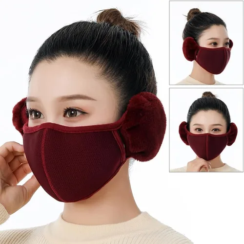 Miniatura 6 de TecHong Máscara unisex de invierno cálida a prueba de viento con cubiertas esponjosas para las orejas, gruesa, a prueba de polvo, transpirable