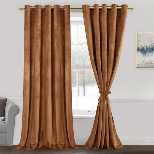 Miniatura 165 de JIUZHEN - Cortinas de terciopelo gris de 63 pulgadas opacas para sala de estar - Cortinas gruesas de terciopelo con ojales para ventana