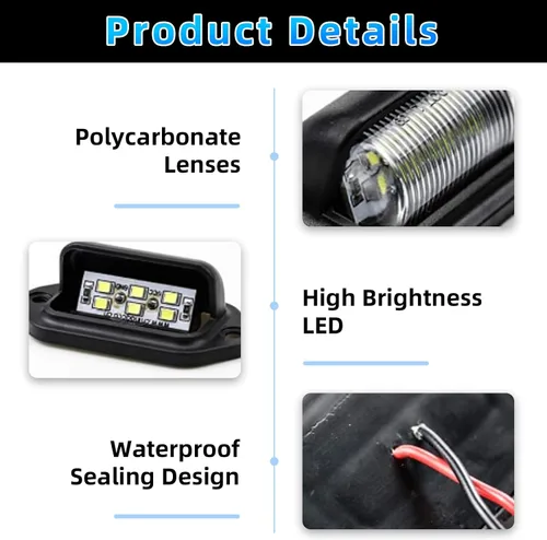 Miniatura 4 de Kewucn 2 PCS Luces LED para Placa de Matrícula de 12-24V, Impermeables, Lámpara de Placa de Matrícula de 6 LED, Luz Trasera para RV Camper Camión