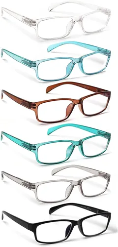 Miniatura 8 de JOSCHOO Gafas de lectura para computadora para mujeres y hombres, paquete de 6 lectores de bisagra de resorte con bloqueo de luz azul Mezcla