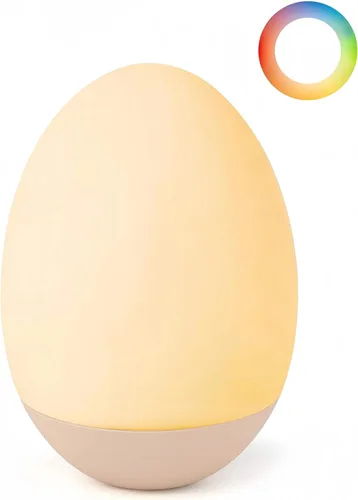 Luz nocturna de huevo para bebé para guardería y lactancia – Luz táctil portátil con 7 colores RGB, atenuación continua, recargable, silicona suave