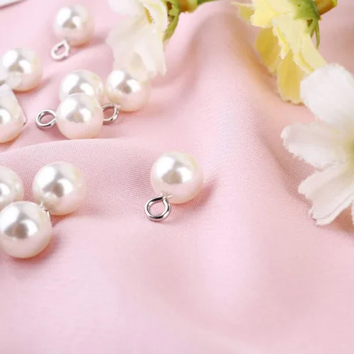 Miniatura 9 de Exceart 100 dijes colgantes de perlas de plástico, cuentas redondas de perlas de imitación para manualidades, aretes, collares, accesorios