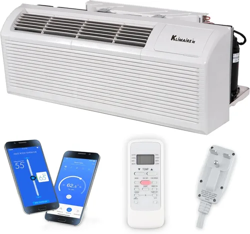 Miniatura 8 de Klimaire Bomba de calor PTAC R-32 de aire acondicionado de 12,000 BTU con control remoto y calentador eléctrico de 3,5 kW -230V